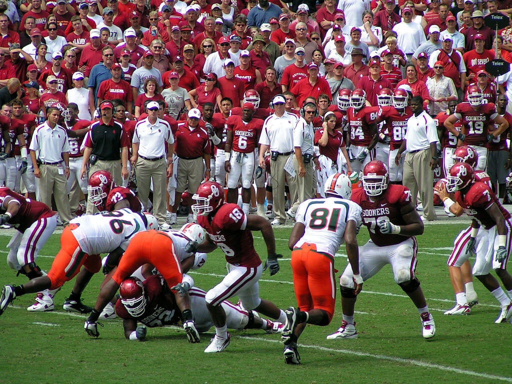 The Miami Hurricanes taking on the Oklahoma Sooners.