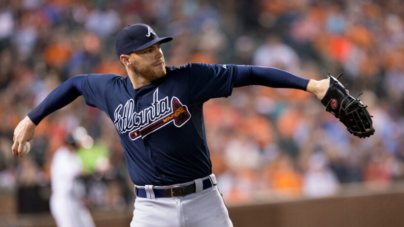 Freddie Freeman shows off his throwing arm.