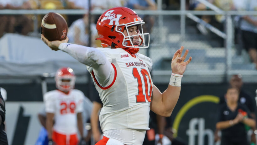 Sam Houston State Bearkats quarterback Hunter Watson passes the ball