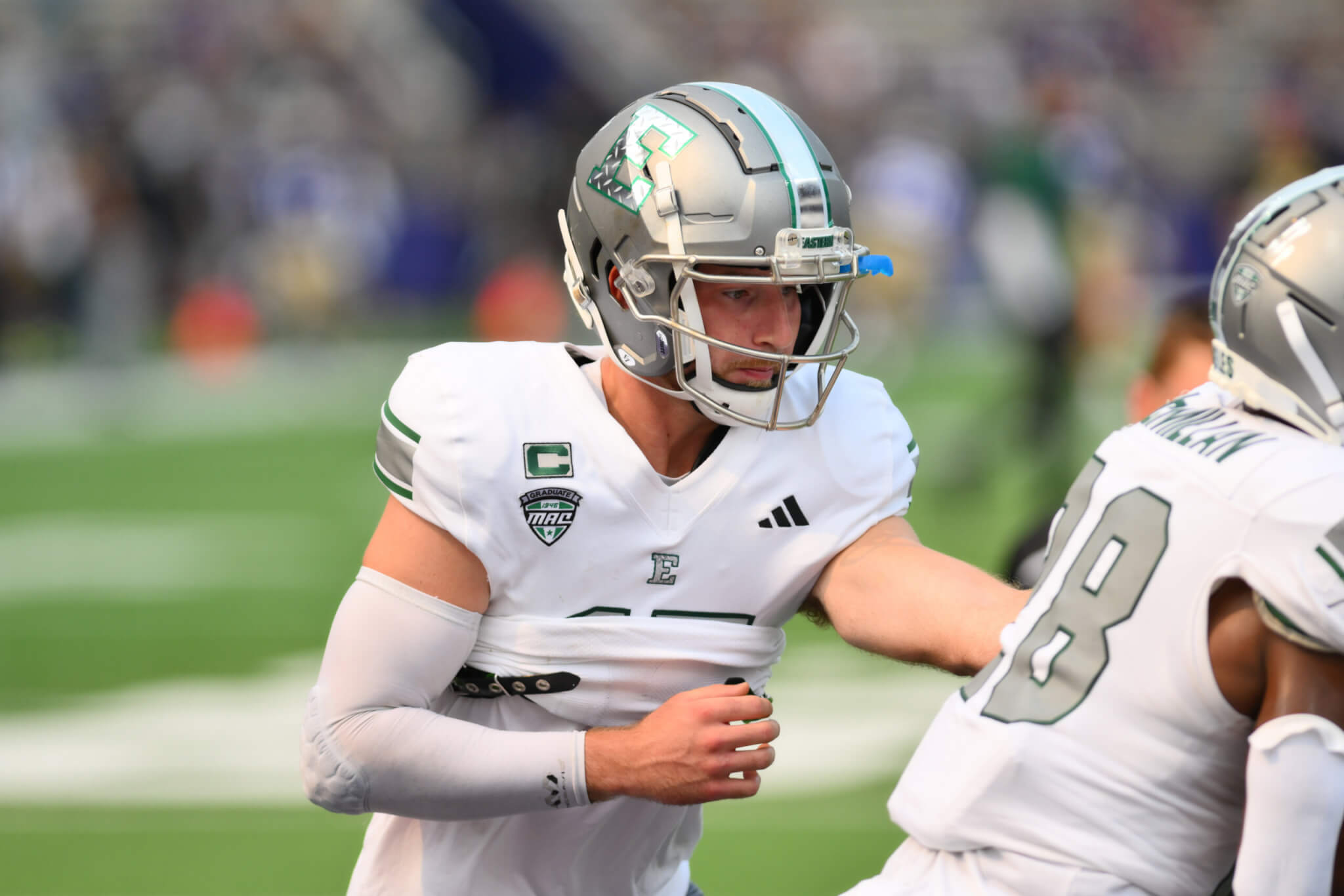 Eastern Michigan Eagles quarterback Cole Snyder during warmups
