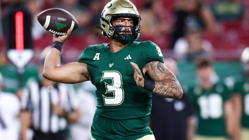 South Florida Bulls quarterback Bryce Archie drops back to pass