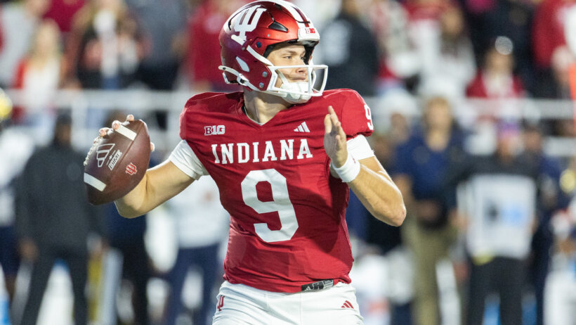 Indiana Hoosiers quarterback Kurtis Rourke throwing a pass