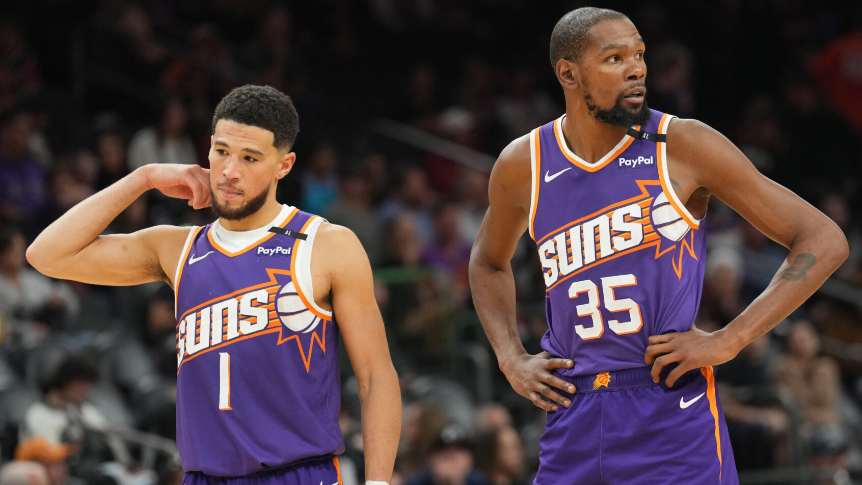 Phoenix Suns guard Devin Booker and Phoenix Suns forward Kevin Durant