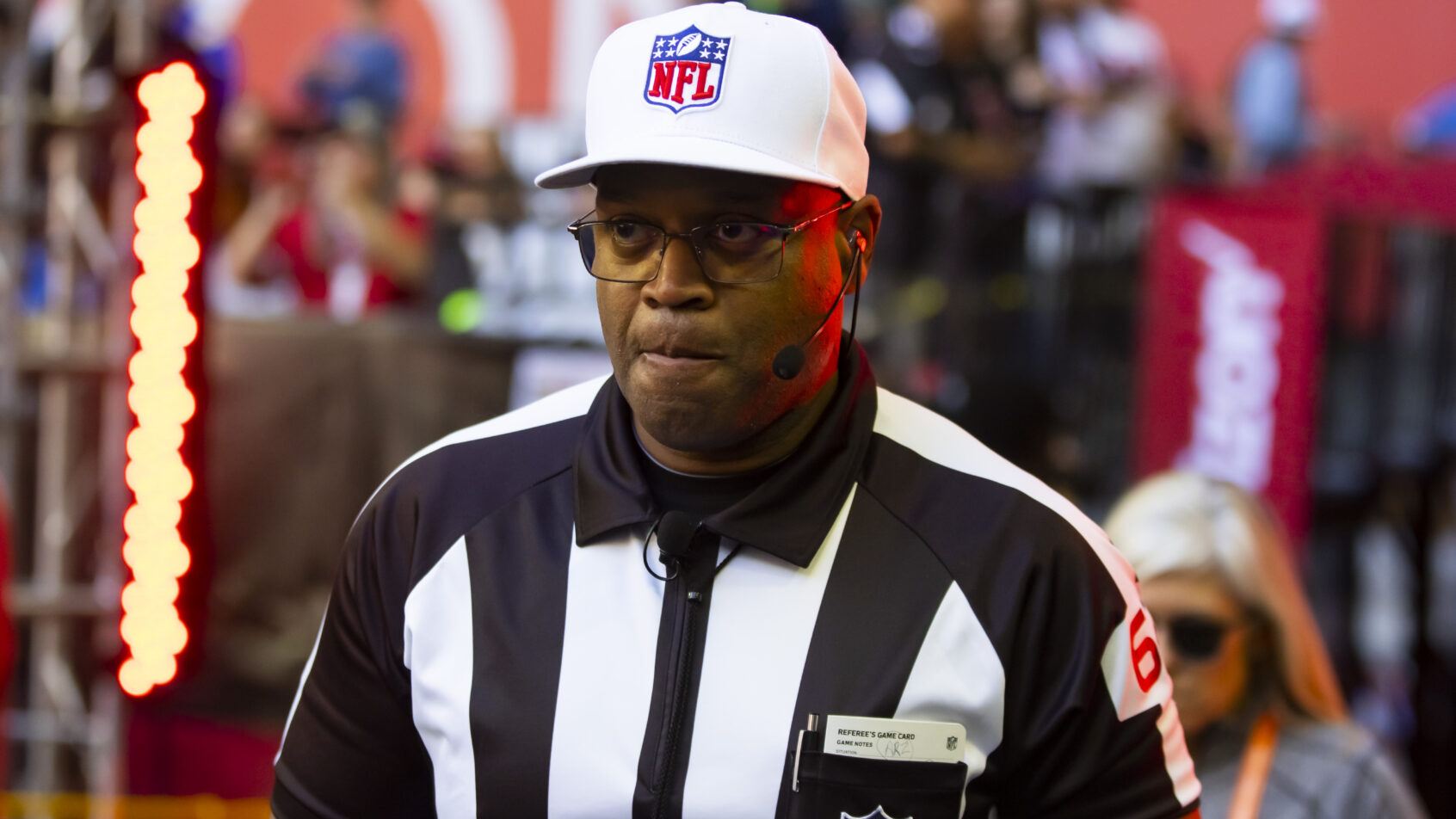 Ron Torbert iso during a Chargers-Cardinals game during the 2024 season.