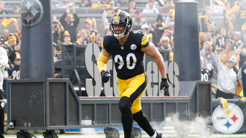 T.J. Watt runs out onto the field.