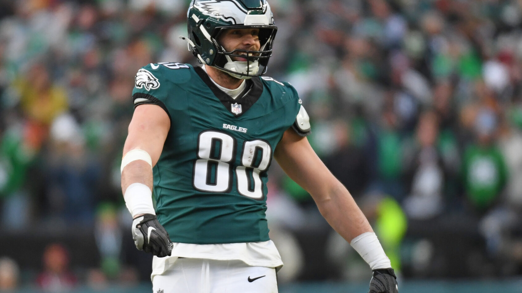 Philadelphia Eagles tight end Dallas Goedert on the field