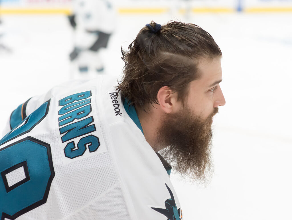 Brent Burns warming up with the Sharks
