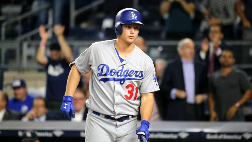 Joc Pederson steps up to the plate for the Dodgers