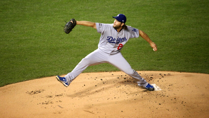 Clayton Kershaw pitching for the Los Angeles Dodgers