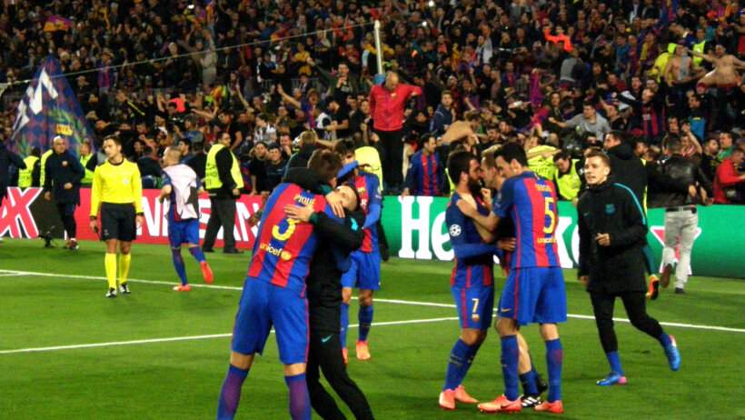 Barcelona celebrates their improbable victory
