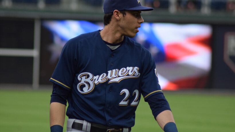 Christian Yelich of the Milwaukee Brewers on the diamond