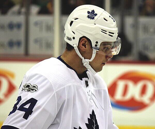 Auston Matthews on the ice with the Maple Leafs