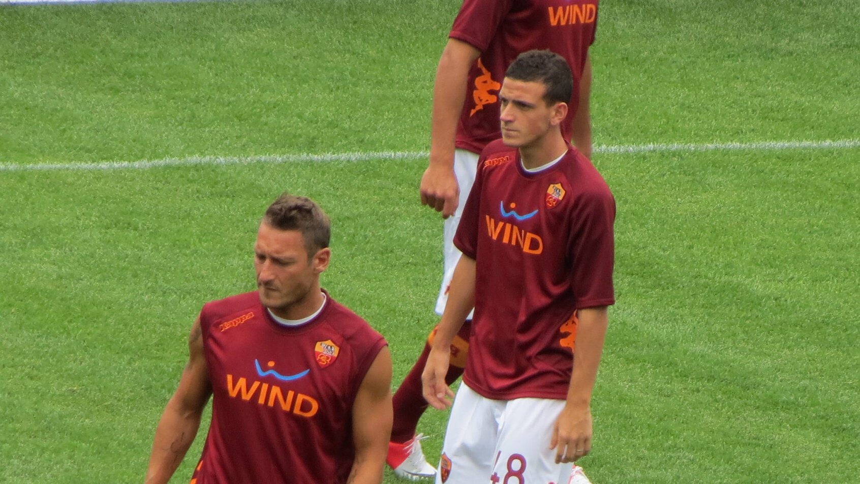 The Roma team warming up