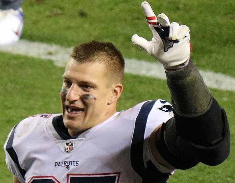 Rob Gronkowski New England Patriots tight end waving to crowd