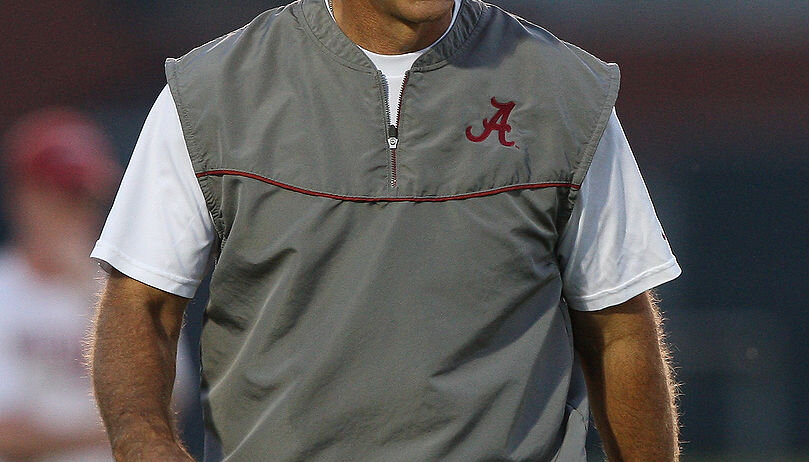 Nick Saban walking the practice field