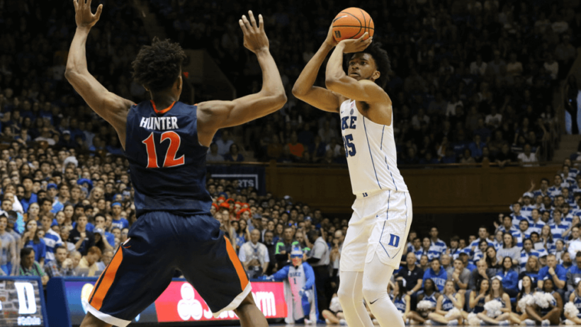 Duke forward Marvin Bagley shooting a jumper