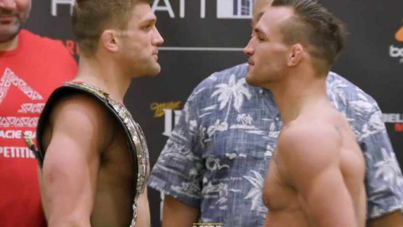 Brent Primus stares down former champ Michael Chandler at the Bellator 212 weigh-ins.