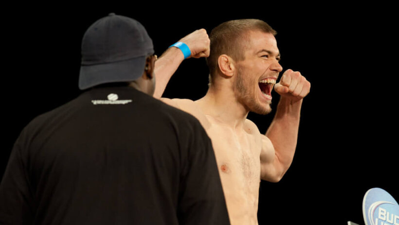 Michael McDonald weighs in for his bout with Miguel Torres during the UFC 145 official weigh-in at Fox Theatre on April 20, 2012 in Atlanta, Georgia.