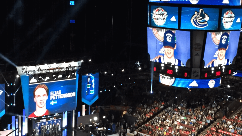 The Vancouver Canucks selecting Elias Pettersson at the 2017 NHL Entry Draft.
