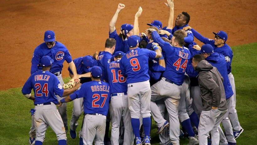 Chicago Cubs celebrating World Series victory
