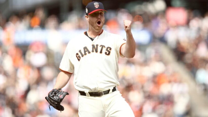 San Francisco Giants closer Will Smith fist pumps