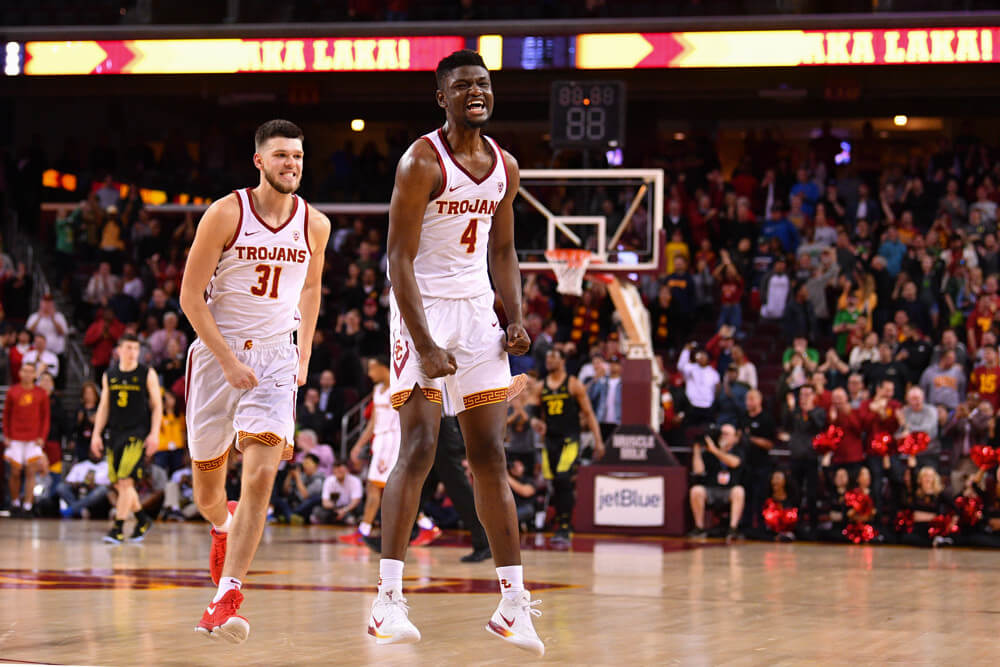 USC forward Chimezie Metu celebrating