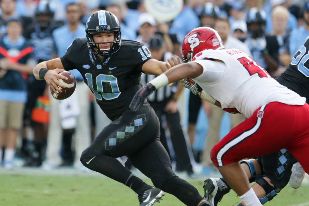 Trubisky escaping a defender