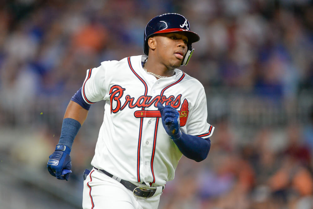 Braves rookie Ronald Acuna, Jr. circles the bases after hitting a go-ahead home run.