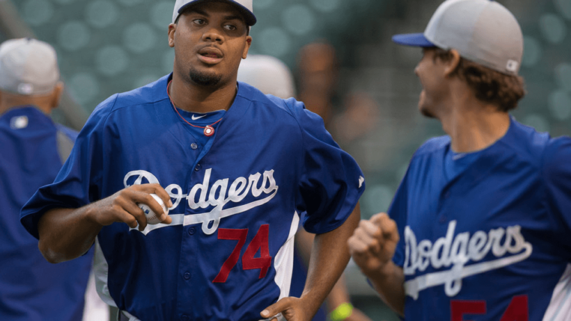 Dodgers closer Kenley Jansen warming up
