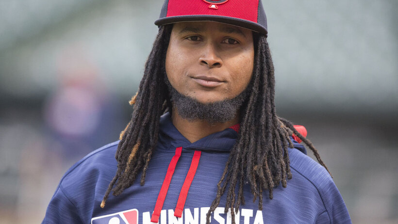 Ervin Santana in warm-up gear