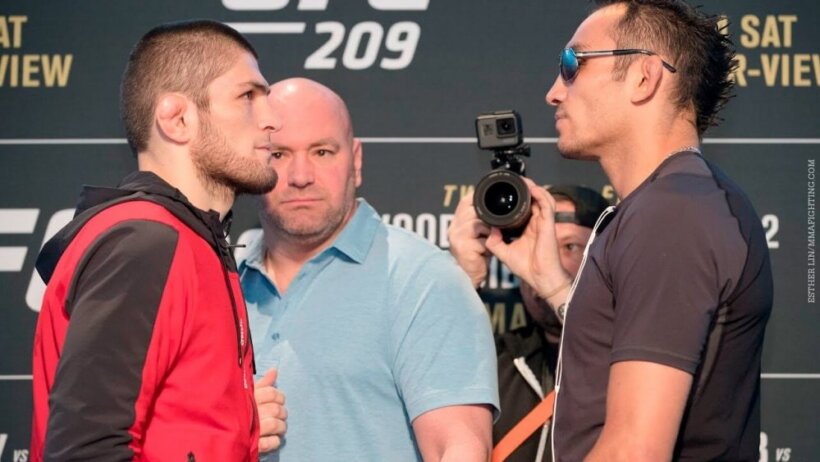 Tony Ferguson and Khabib Nurmagomedov stare down before UFC 209