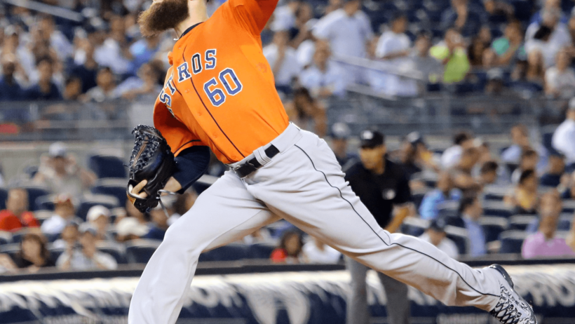 Dallas Keuchel throwing a pitch for the Astros.