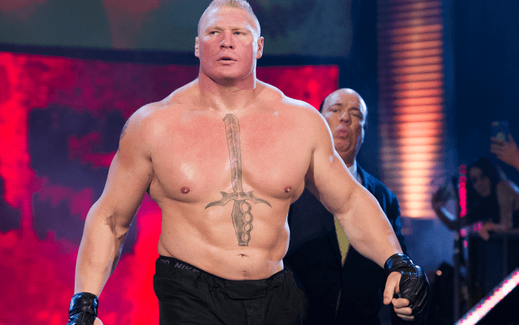 Brock Lesnar walking to the ring in the WWE.