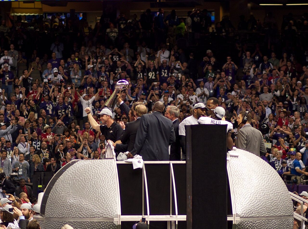 Ravens lifting Lombardi Trophy