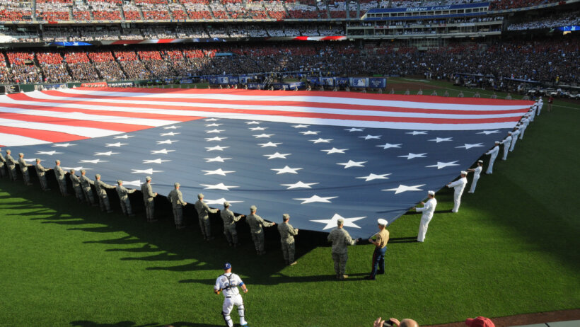 Giant US flag at 2012 MLB ASG in KC