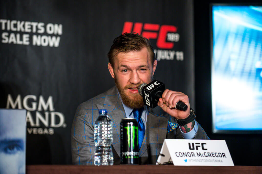 Conor McGregor, shown during a UFC 189 press conference