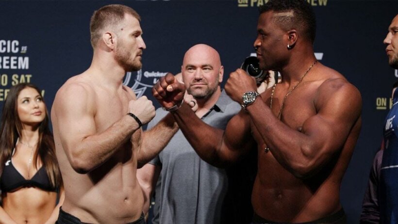 Miocic vs. Ngannou at the weigh-in