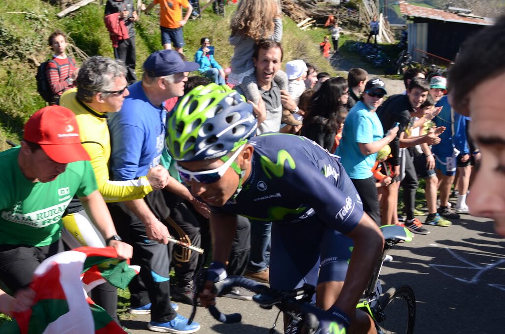 Nairo Quintana pushing it to the limit on a climb.