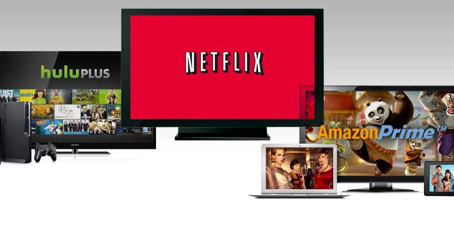The Netflix, Hulu, and Amazon Logos