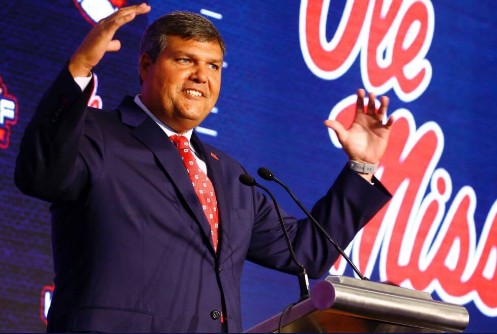Ole Miss coach Matt Luke at a press conference.