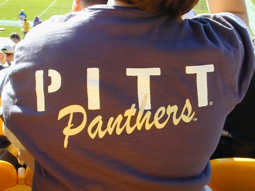 A Pitt Panthers fan donning his team's gear