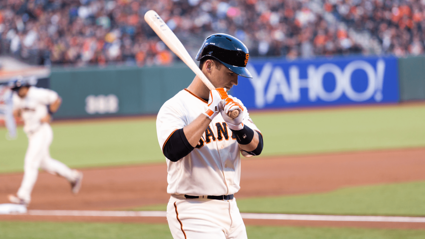 Giants catcher Buster Posey in the on-deck circle