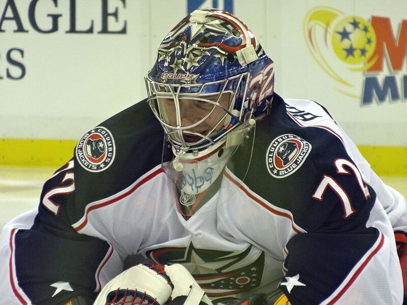 Sergei Bobrovsky playing for the Columbus Blue Jackets.