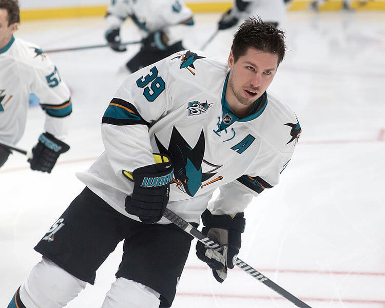 San Jose's Logan Couture during warmup.