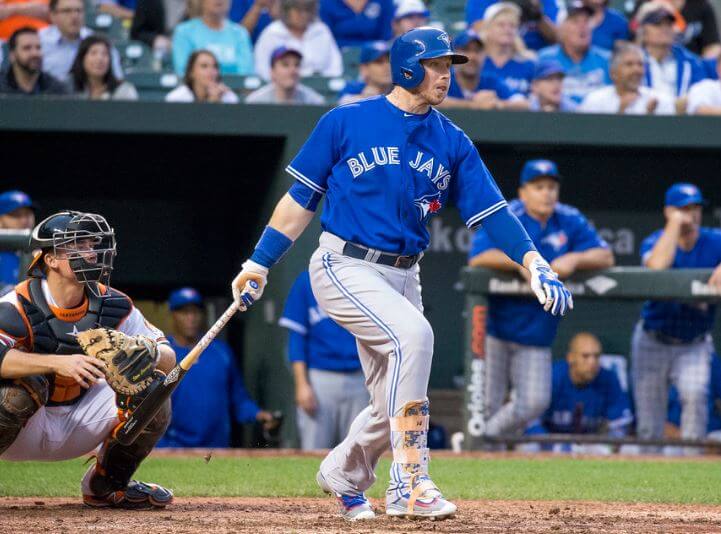 Justin Smoak at the plate for the Blue Jays
