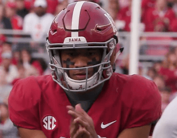 Tua Tagovailoa on the field for Alabama