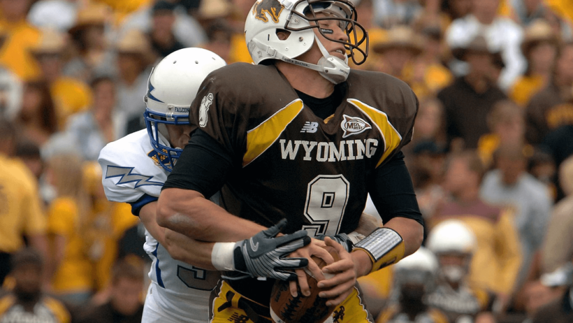 Wyoming QB getting sacked