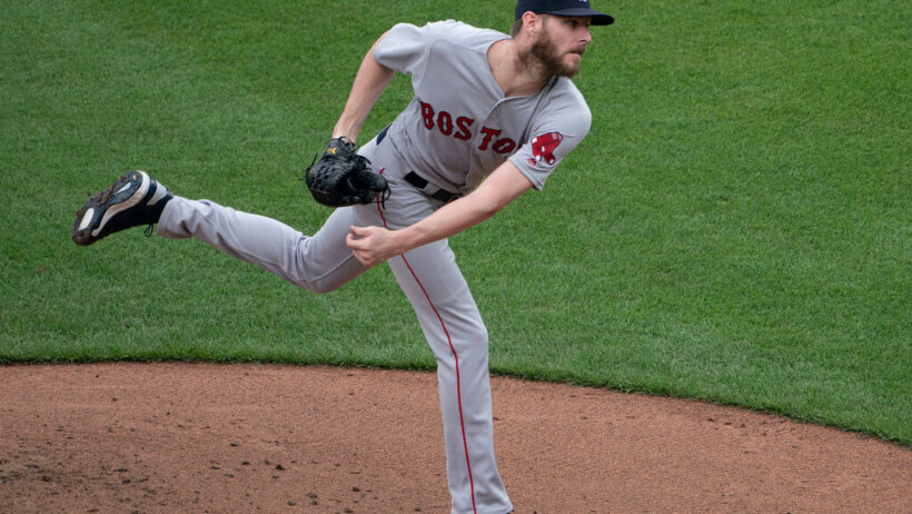 Chris Sale on the mound for the Red Sox