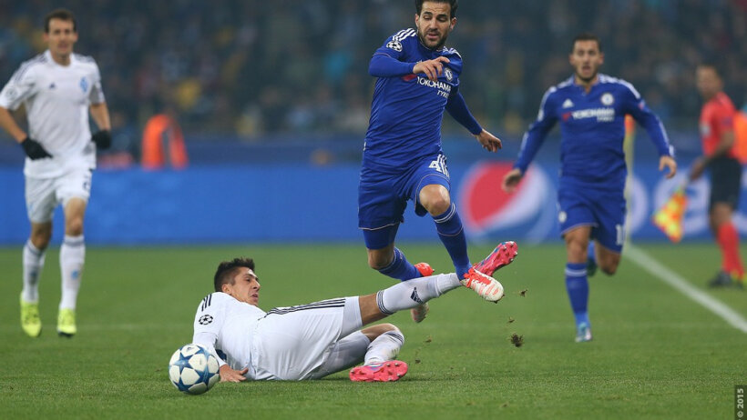 Fabregas tangled in a violent tackle