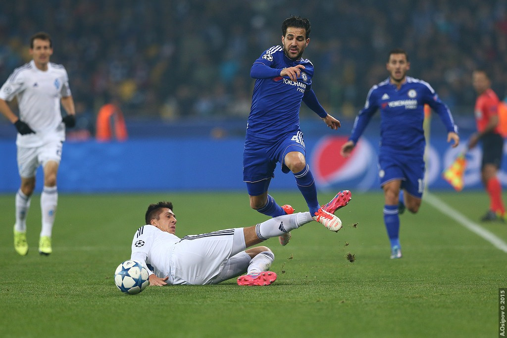 Fabregas tangled in a violent tackle